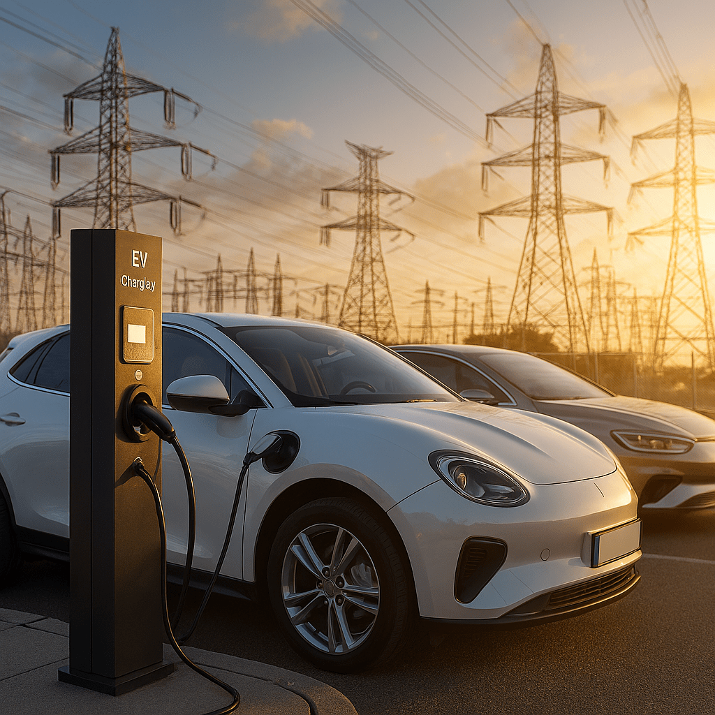 EV using bidirectional charging (V2G) to support the grid when needed